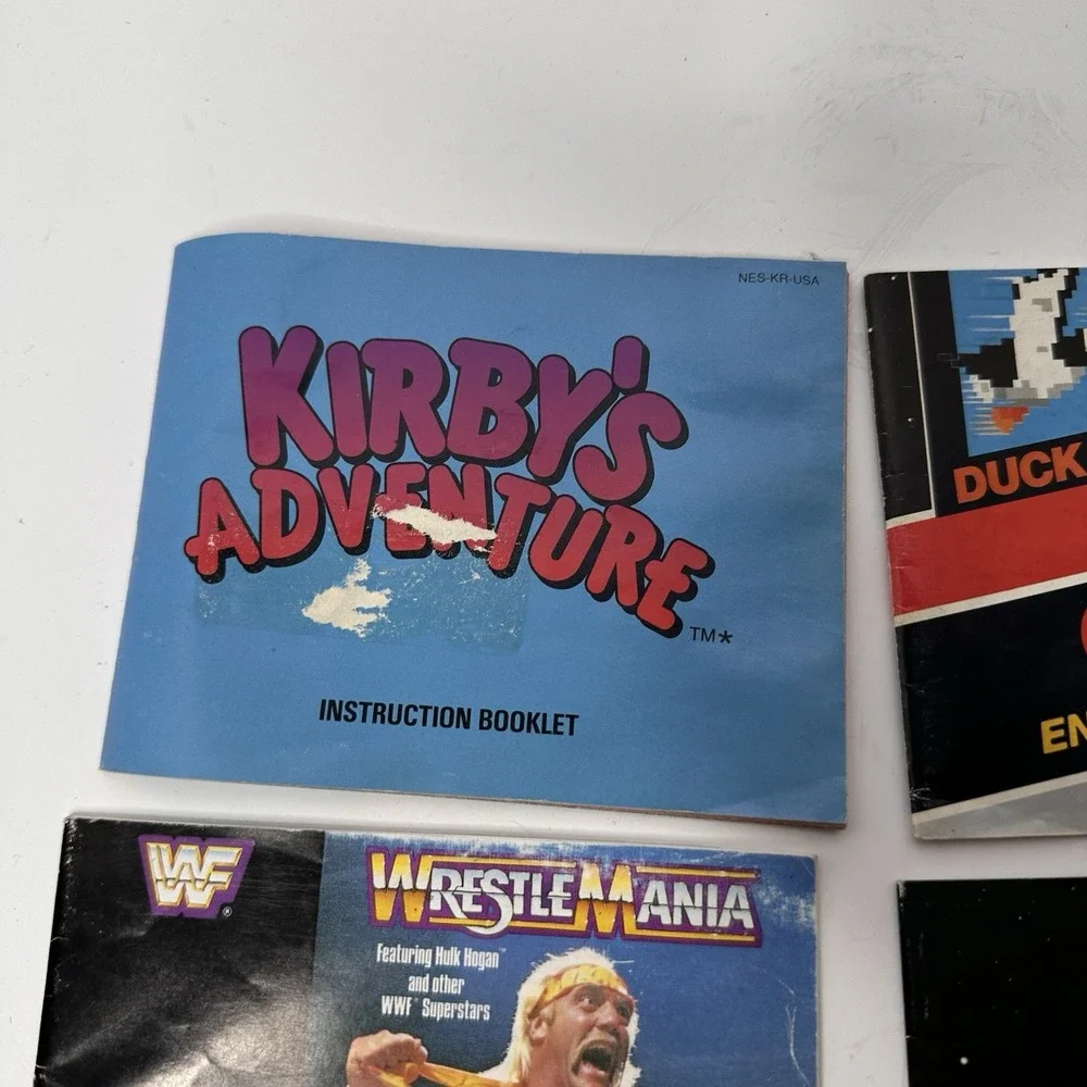 Lot of 4 Nintendo NES Manuals Kirby Super Mario Bros Duck Hunt WrestleMania